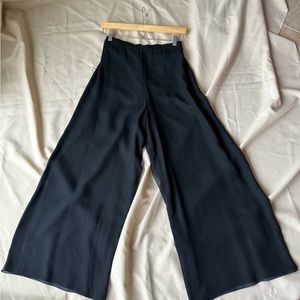 Vintage Silk Palazzo Wide Leg Pants Black Size M/8/32”